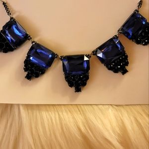 ML07 Vintage Women's Accessories Jewelry Blue Black Statement Necklace